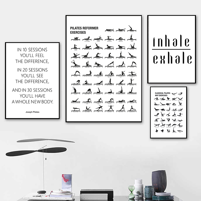 Sustainable Living Guide - พิลาทิสออกกำลังกายแผนภูมิโปสเตอร์พิมพ์โยคะRoom Wall Decor,พิลาทิสของขวัญคู่มือเพาะกายฟิตเนสGymภาพ