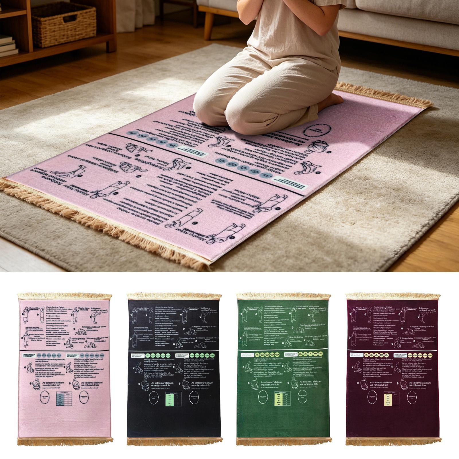 Sustainable Living Guide - พรมละหมาด 50x90 ซม. แบบนุ่ม พร้อมคำแนะนำสองภาษา สำหรับการละหมาดแบบทีละขั้นตอน