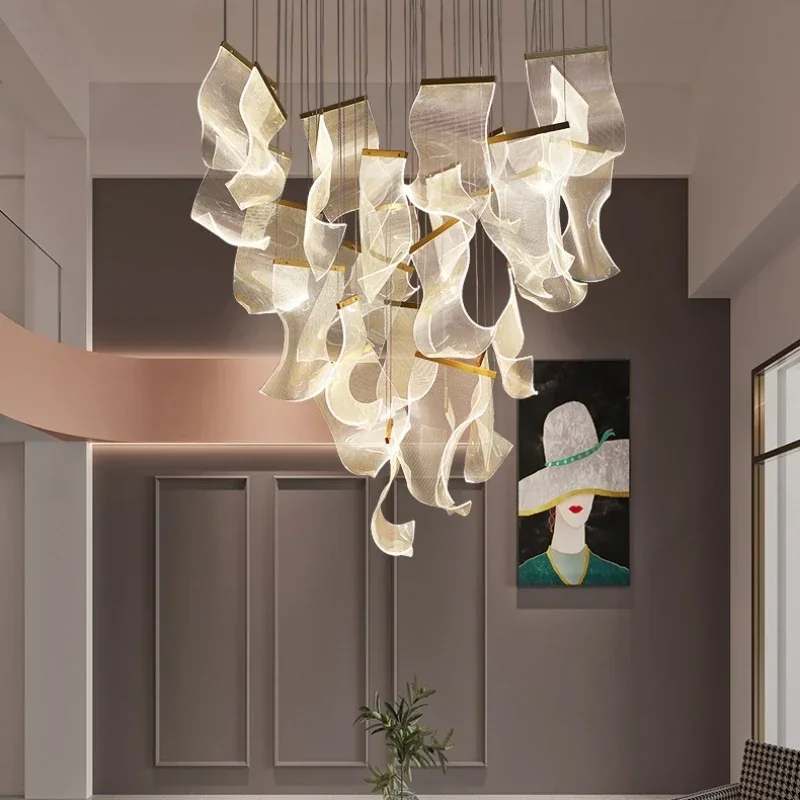 Sustainable Living Guide - Nordic หรูหราอะคริลิคโคมระย้าห้องนั่งเล่นสร้างสรรค์บาร์บันไดร้านอาหาร LED Light แผ่นท่องเที่ยวโคมไฟเพดานโคมไฟตกแต่ง
