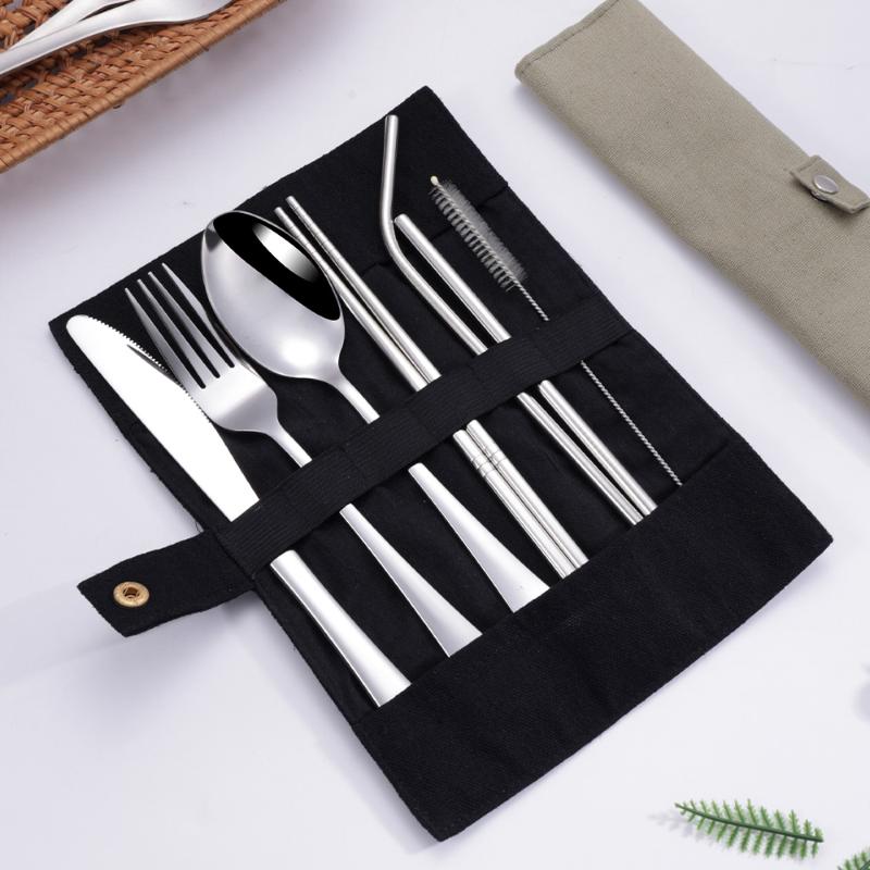 8 ชิ้น/เซ็ต ชุดอุปกรณ์รับประทา - Stainless Steel Straw บทวิจารณ์และราคา